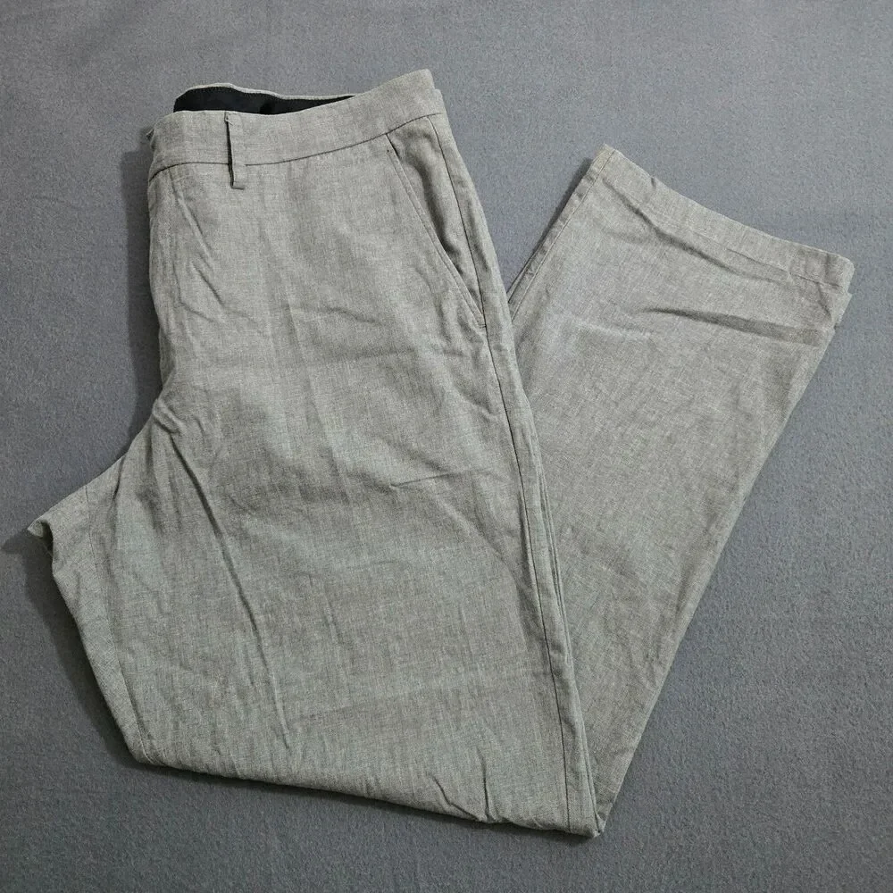 J. Crew Men 35X32 (36X29) Bedford Chambray Gray Flat Front Dress Pants